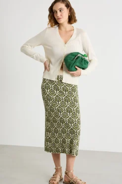 Gonna in maglia jacquard - Verde Bianco