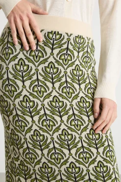 Gonna in maglia jacquard - Verde Bianco