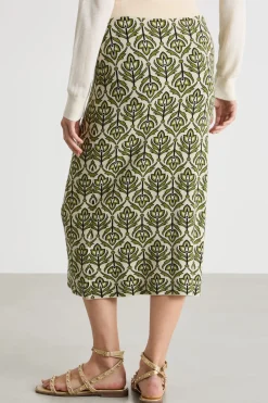 Gonna in maglia jacquard - Verde Bianco