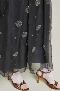 Gonna in organza con perline - Antracite