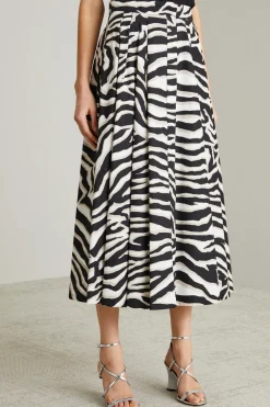 Gonna in popeline animalier - Nero Bianco