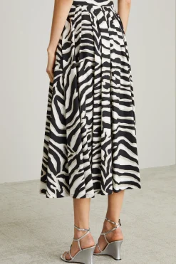Gonna in popeline animalier - Nero Bianco