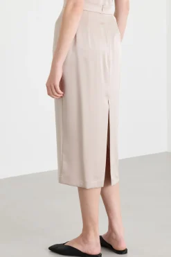 Gonna in raso - Beige