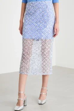 Gonna in rete con paillettes - Azzurro