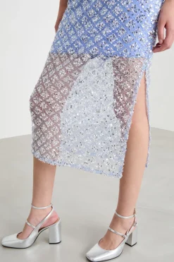 Gonna in rete con paillettes - Azzurro