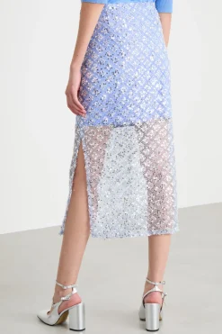 Gonna in rete con paillettes - Azzurro