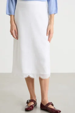 Gonna in tela con ricamo sangallo - Bianco