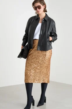 Gonna in tulle ricamato con paillettes - Oro