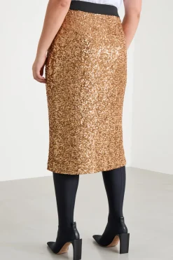 Gonna in tulle ricamato con paillettes - Oro