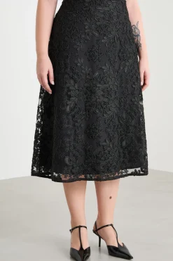 Gonna in tulle ricamato - Nero