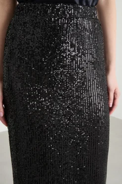 Gonna in tulle ricamato - Nero