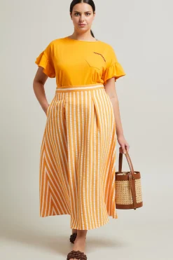 Gonna jacquard - Arancio Bianco