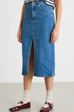 Gonna longuette in jeans - Azzurro