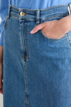 Gonna longuette in jeans - Azzurro