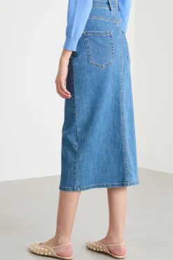 Gonna longuette in jeans - Azzurro