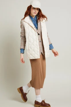 Gonna longuette in maglia - Cammello