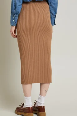 Gonna longuette in maglia - Cammello