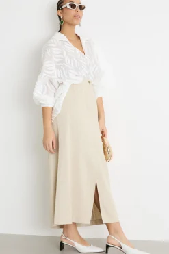 Gonna lunga con spacco - Beige