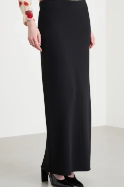 Gonna lunga con vita elasticizzata - Nero