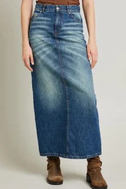 Gonna lunga in denim - Blu