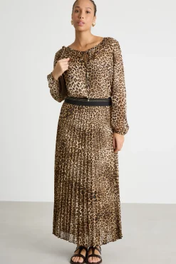 Gonna lunga in georgette plissé - Animalier