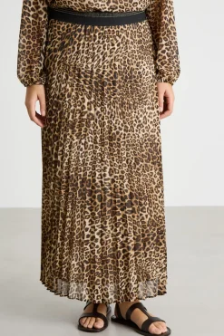 Gonna lunga in georgette plissé - Animalier