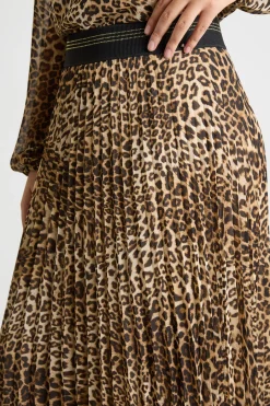 Gonna lunga in georgette plissé - Animalier