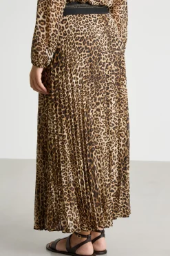 Gonna lunga in georgette plissé - Animalier