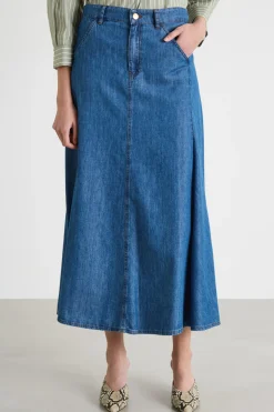 Gonna lunga in jeans - Blu