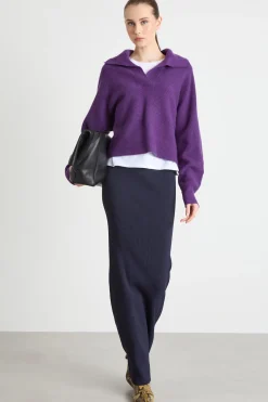 Gonna lunga in maglia - Blu