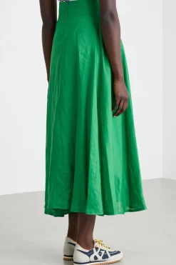 Gonna lunga in tela - Verde