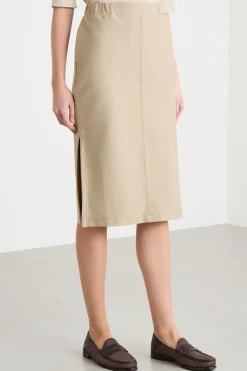 Gonna midi con spacchi - Beige