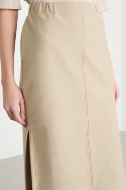 Gonna midi con spacchi - Beige