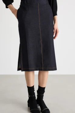 Gonna midi con spacchi - Blu