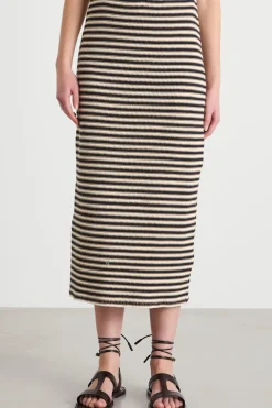 Gonna midi in jersey - Blu Cammello Bianco