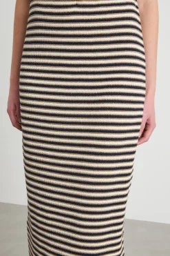 Gonna midi in jersey - Blu Cammello Bianco