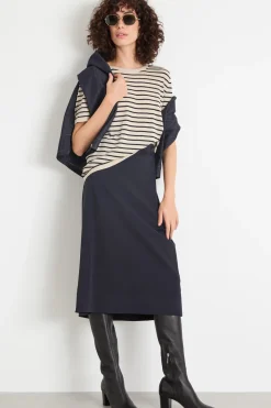 Gonna midi in jersey tecnico - Blu