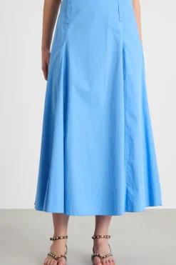 Gonna midi in popeline - Azzurro