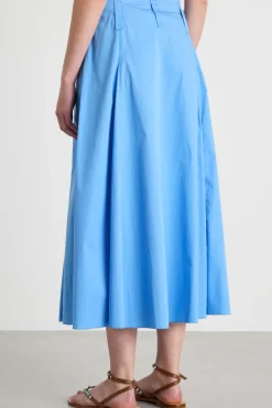 Gonna midi in popeline - Azzurro