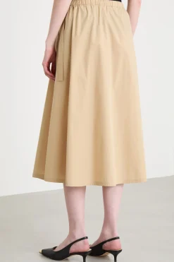 Gonna midi in popeline - Beige