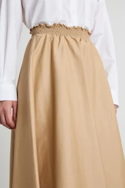Gonna midi in popeline - Beige
