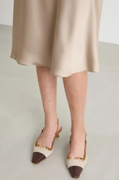 Gonna midi in raso - Beige