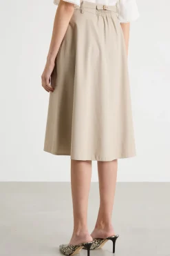 Gonna midi in twill - Beige