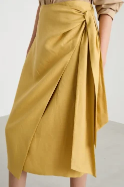 Gonna midi in twill con fusciacca - Giallo