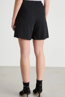 Gonna pantalone in jersey gessato - Nero