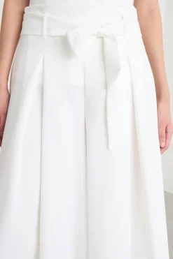 Gonna pantalone in raso opaco - Bianco