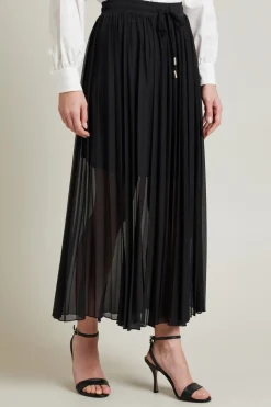 Gonna plissè in jersey tulle - Nero