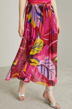 Gonna plissè in jersey tulle - Rosso