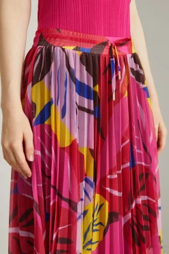 Gonna plissè in jersey tulle - Rosso