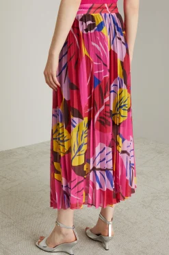 Gonna plissè in jersey tulle - Rosso